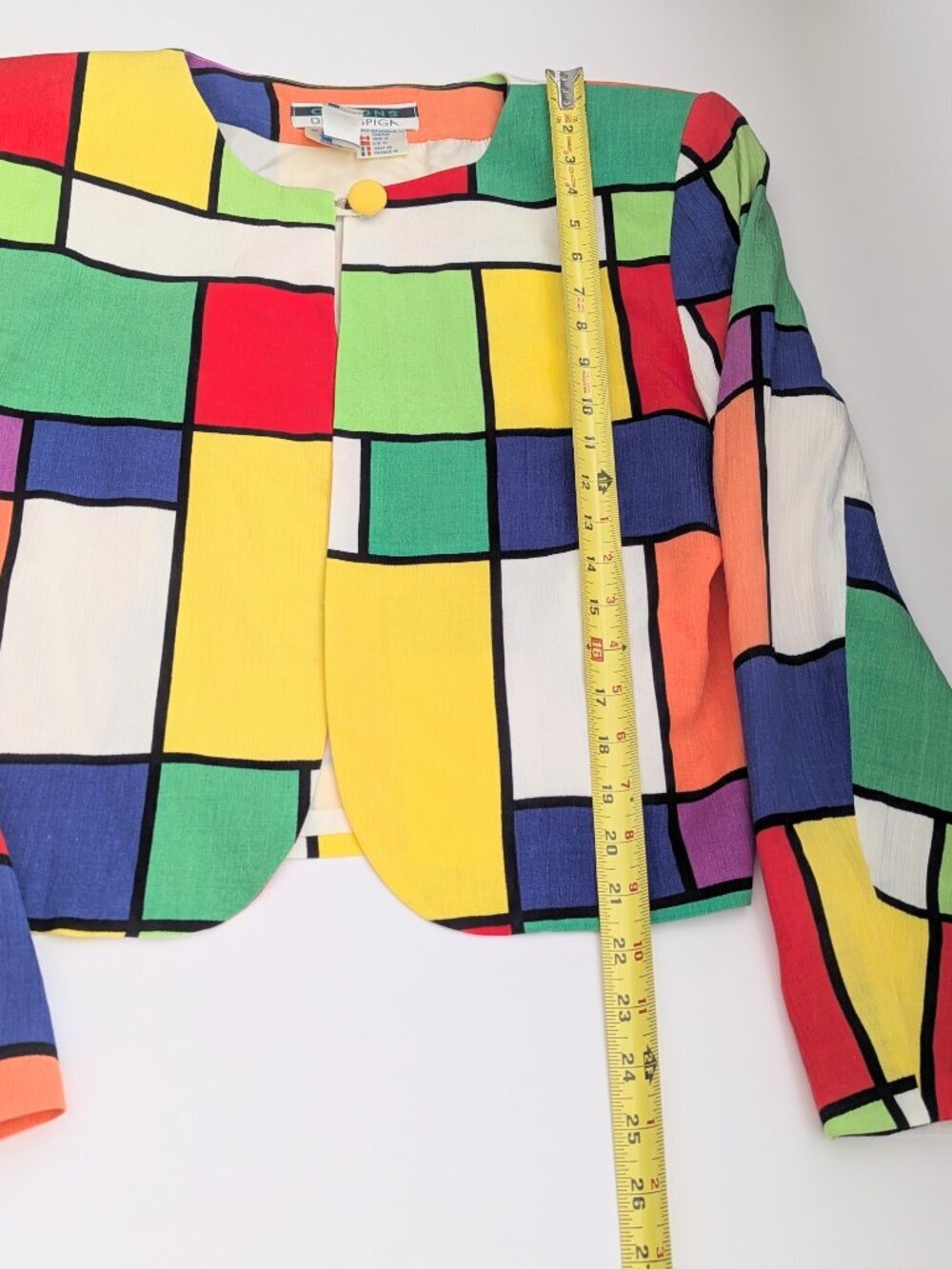 Della Spiga Women's (10/12) Bright Colorful Geometric Pattern Blazer/Jacket - Picture 9 of 14